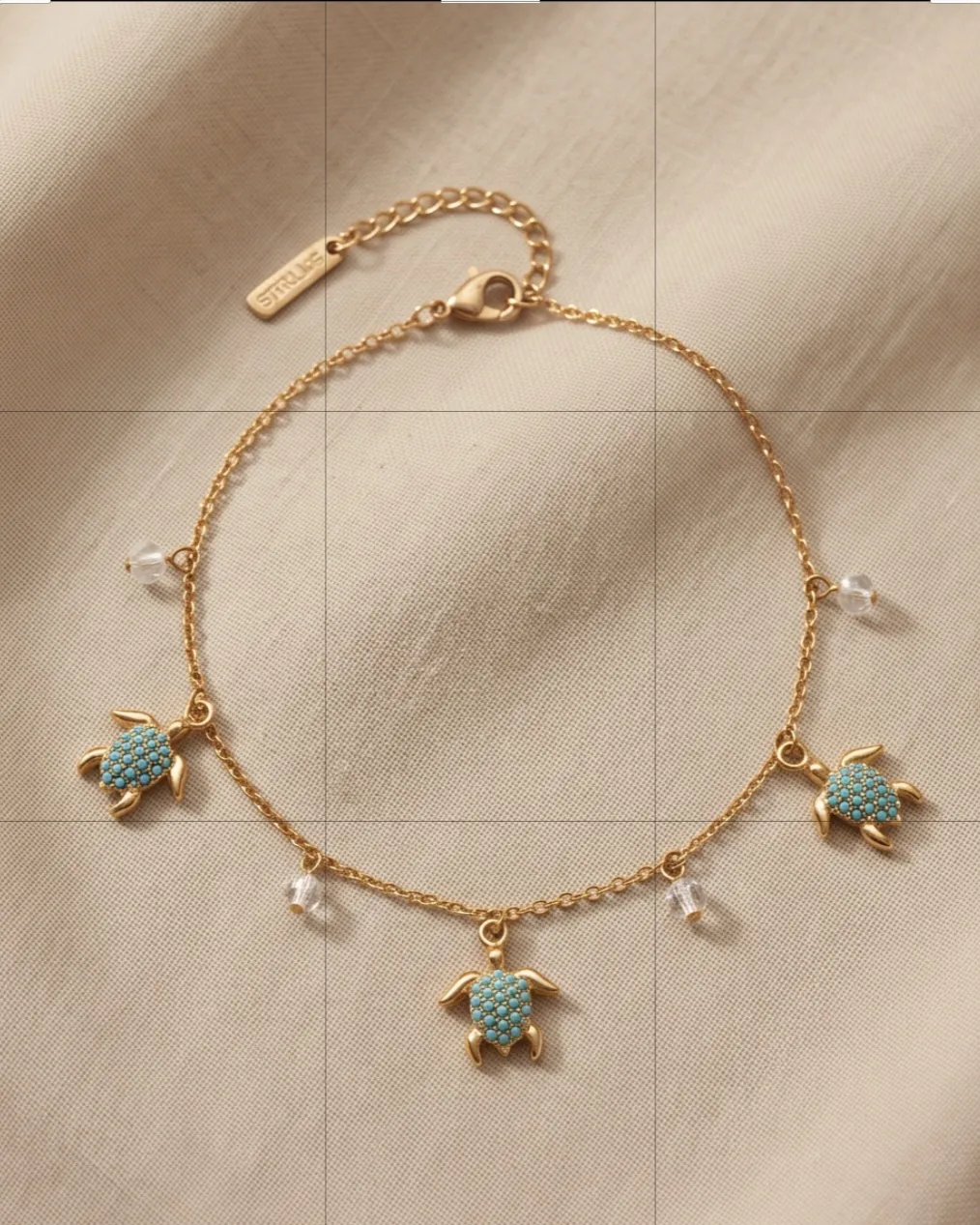 Αλυσίδα Ποδιού Turtles Turquoise Gold - Ανοξείδωτο Ατσάλι